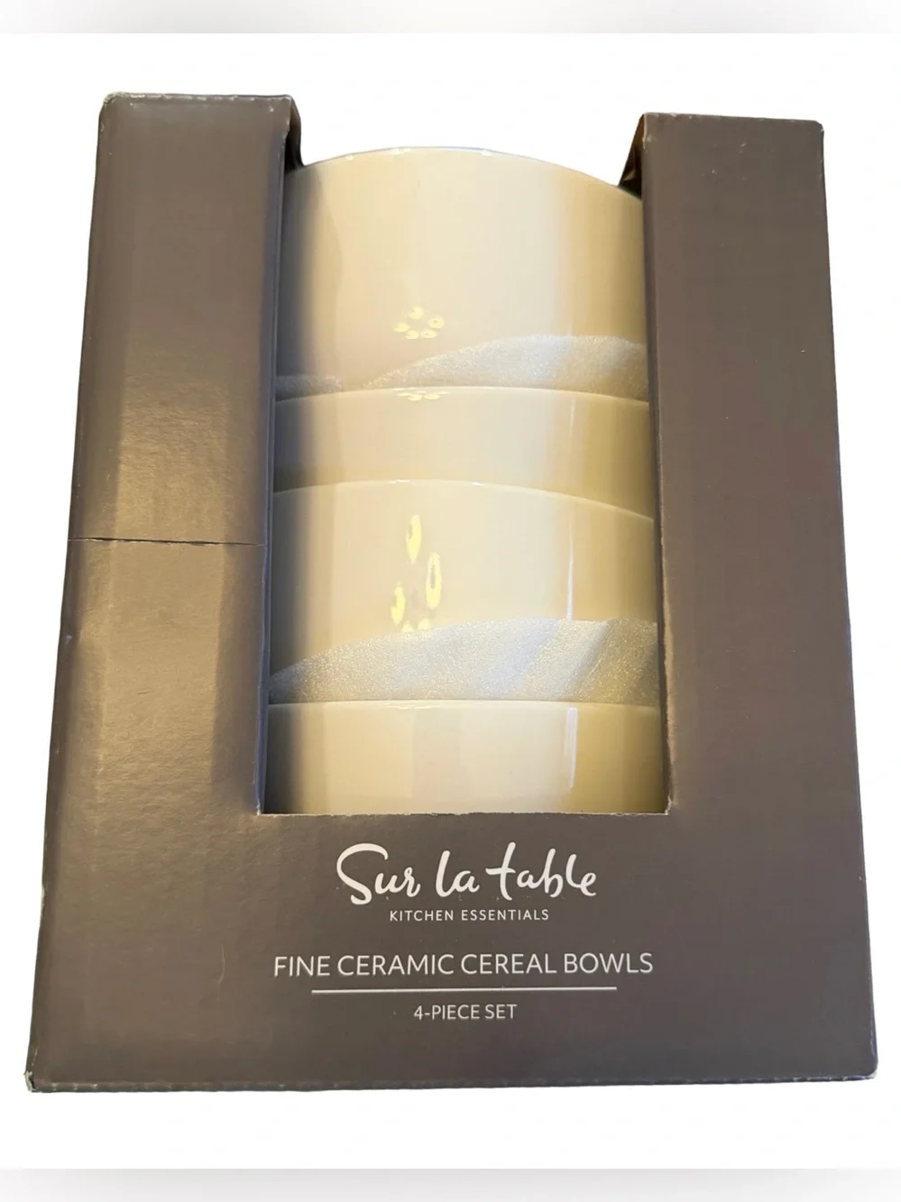 SUR LA TABLE NWT 4pc ceramic cereal bowl set -white -5.75”